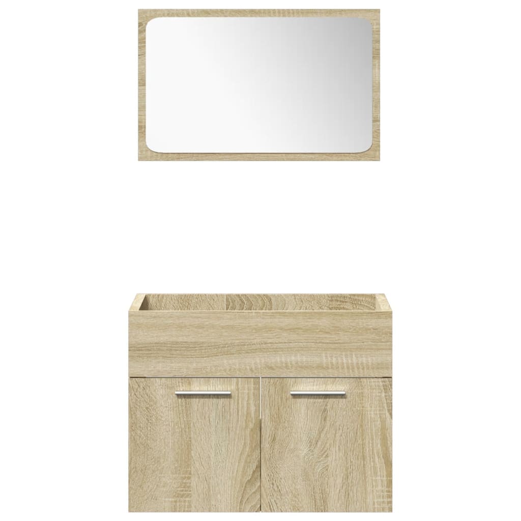 Set Mobili da Bagno 4 pz Rovere Sonoma in Legno Multistrato