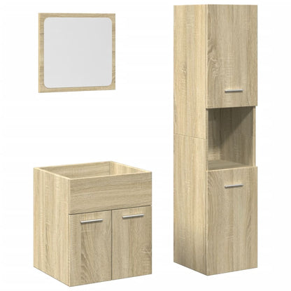 Set Mobili da Bagno 3 pz Rovere Sonoma in Legno Multistrato | homemem39