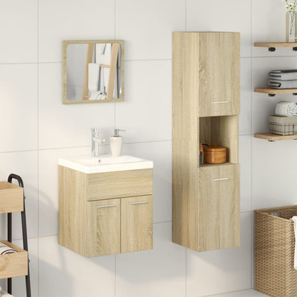 Set Mobili da Bagno 3 pz Rovere Sonoma in Legno Multistrato | homemem39