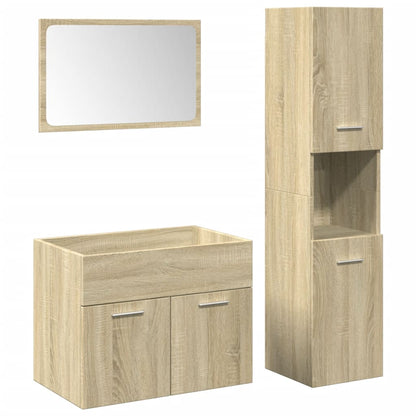 Set Mobili da Bagno 3 pz Rovere Sonoma in Legno Multistrato