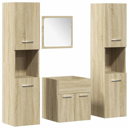 Set Mobili da Bagno 4 pz Rovere Sonoma in Legno Multistrato | homemem39