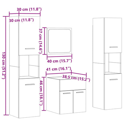 Set Mobili da Bagno 4 pz Rovere Sonoma in Legno Multistrato | homemem39