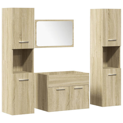 Set Mobili da Bagno 4 pz Rovere Sonoma in Legno Multistrato