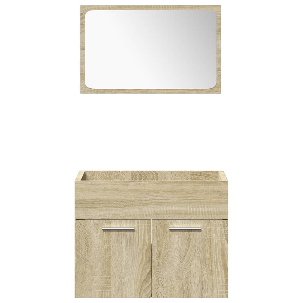 Set Mobili da Bagno 4 pz Rovere Sonoma in Legno Multistrato