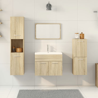 Set Mobili da Bagno 5 pz Rovere Sonoma in Legno Multistrato