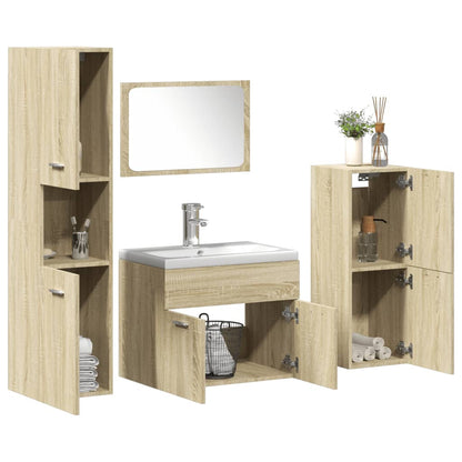Set Mobili da Bagno 5 pz Rovere Sonoma in Legno Multistrato
