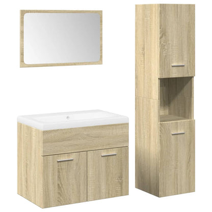 Set Mobili da Bagno 4 pz Rovere Sonoma in Legno Multistrato