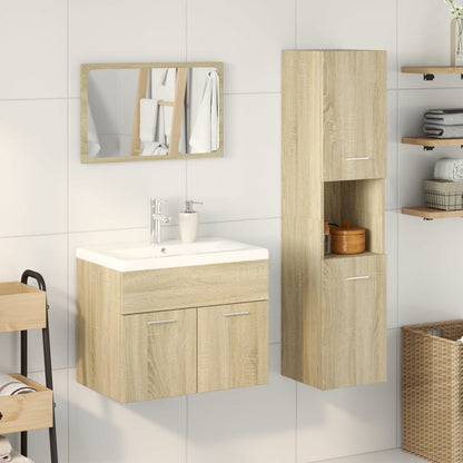 Set Mobili da Bagno 4 pz Rovere Sonoma in Legno Multistrato