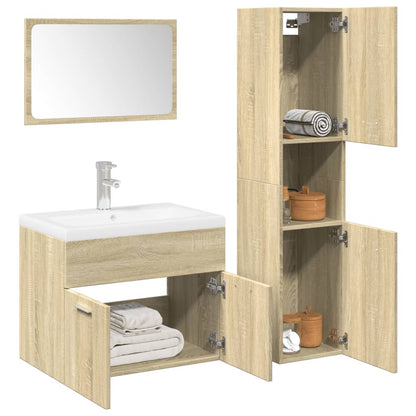Set Mobili da Bagno 4 pz Rovere Sonoma in Legno Multistrato