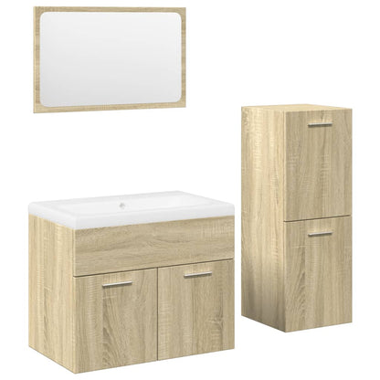 Set Mobili da Bagno 4 pz Rovere Sonoma in Legno Multistrato