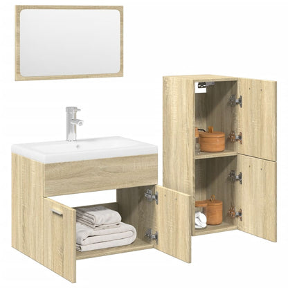 Set Mobili da Bagno 4 pz Rovere Sonoma in Legno Multistrato