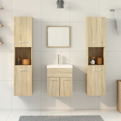 Set Mobili da Bagno 5 pz Rovere Sonoma in Legno Multistrato | homemem39