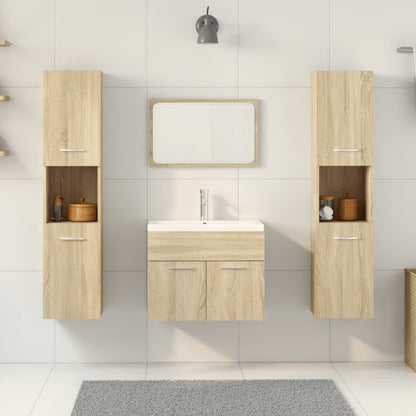 Set Mobili da Bagno 5 pz Rovere Sonoma in Legno Multistrato