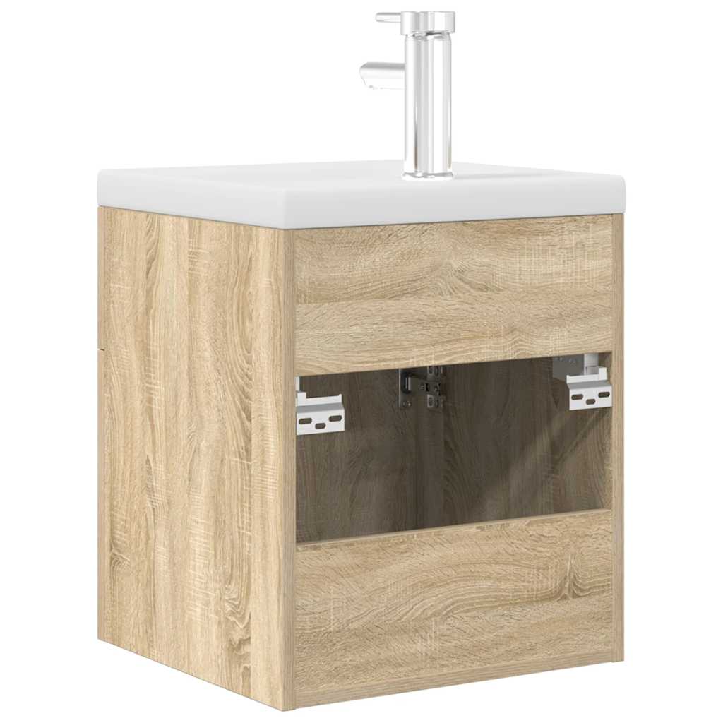 Mobile da Bagno con Lavabo Integrato e Rubinetto Rovere Sonoma | homemem39