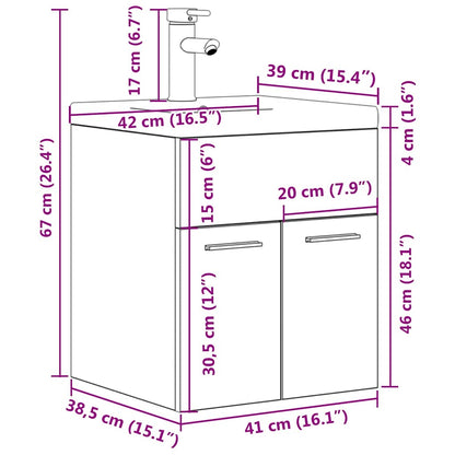 Mobile da Bagno con Lavabo Integrato e Rubinetto Rovere Sonoma | homemem39