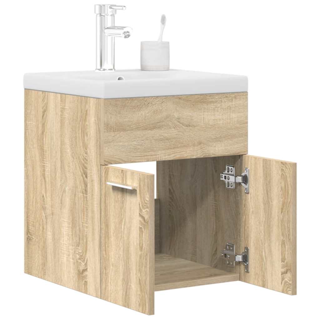 Mobile da Bagno con Lavabo Integrato e Rubinetto Rovere Sonoma | homemem39