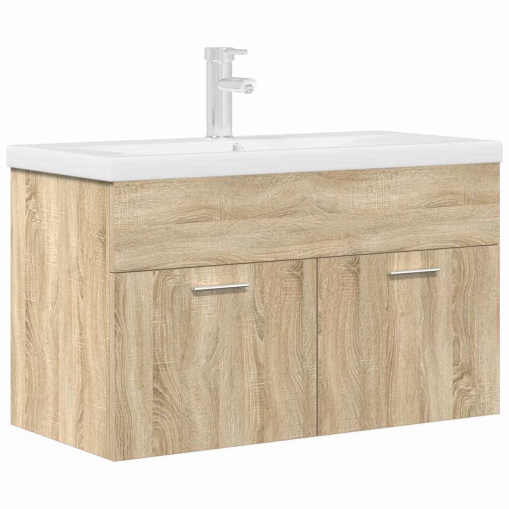 Mobile da Bagno con Lavabo Integrato e Rubinetto Rovere Sonoma | homemem39