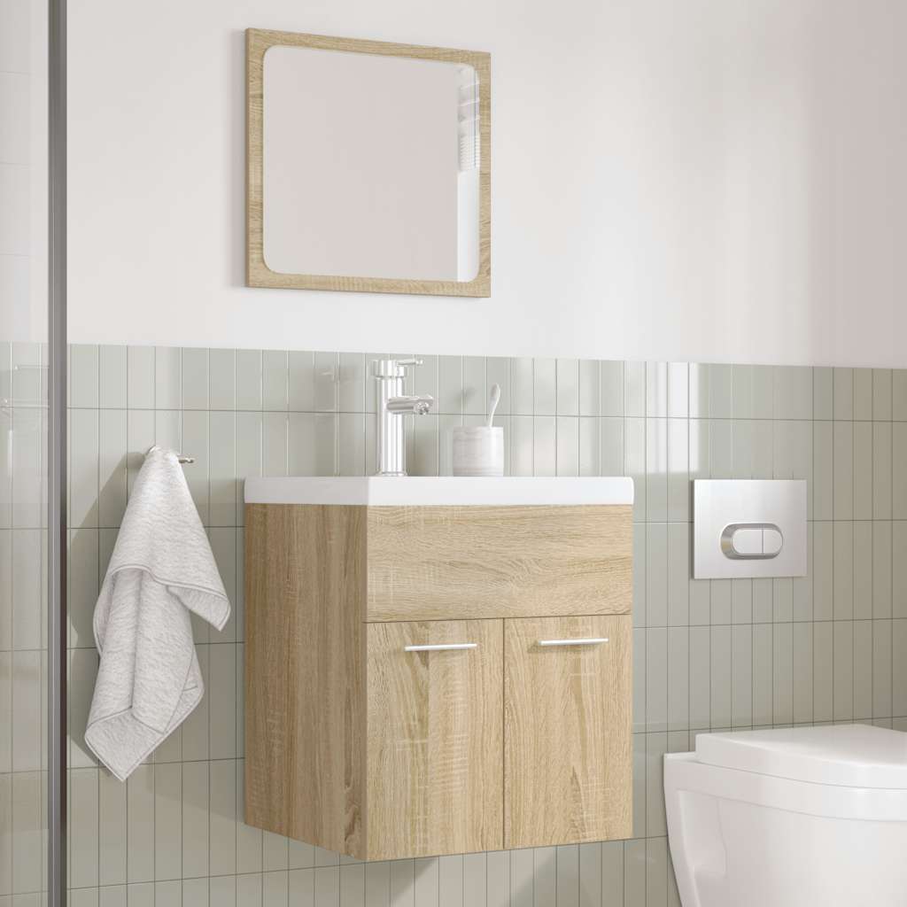 Set Mobili da Bagno 3 pz Rovere Sonoma in Legno Multistrato | homemem39