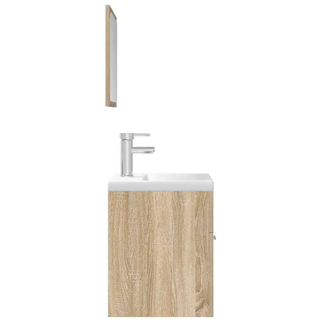 Set Mobili da Bagno 3 pz Rovere Sonoma in Legno Multistrato | homemem39