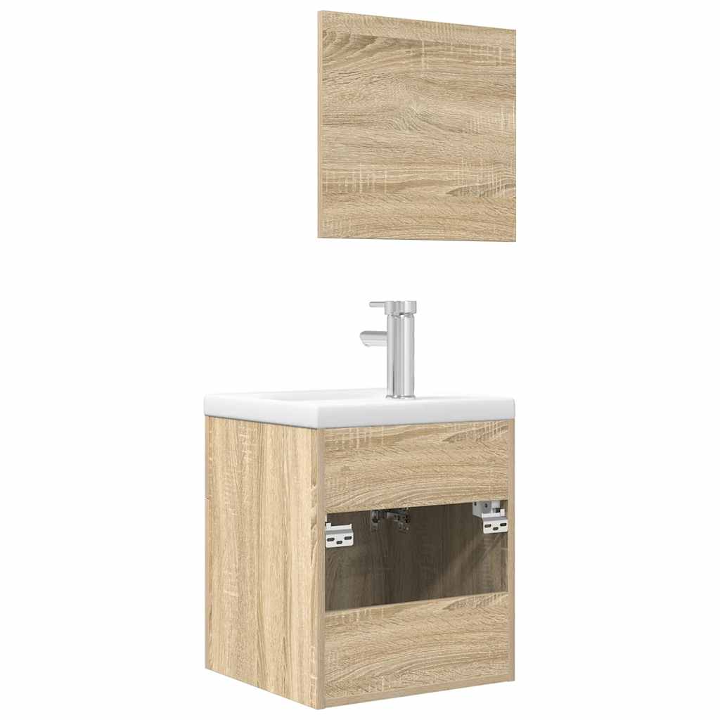 Set Mobili da Bagno 3 pz Rovere Sonoma in Legno Multistrato | homemem39