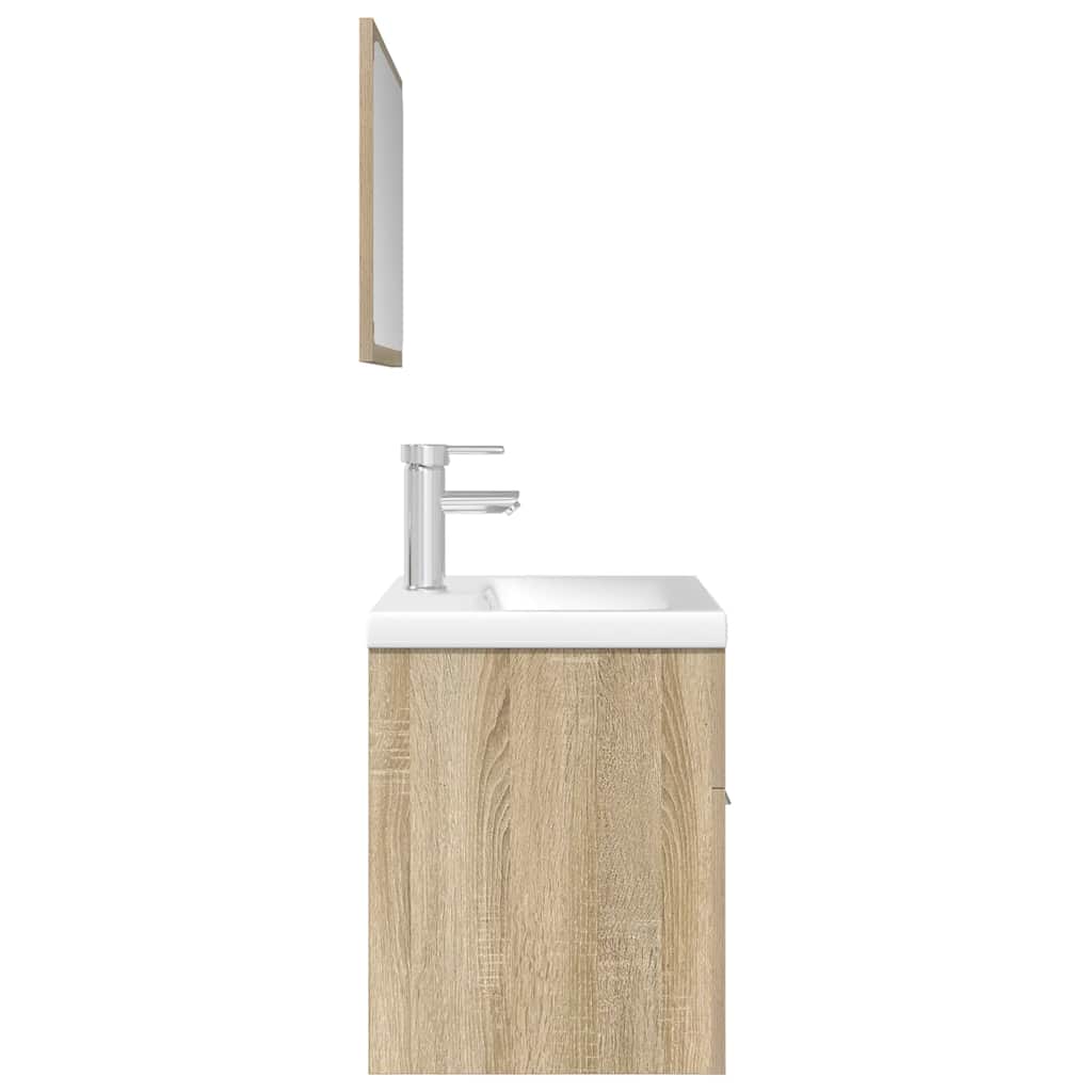 Set Mobili da Bagno 3 pz Rovere Sonoma in Legno Multistrato