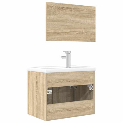 Set Mobili da Bagno 3 pz Rovere Sonoma in Legno Multistrato