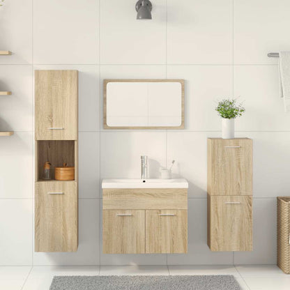 Set Mobili da Bagno 5 pz Rovere Sonoma in Legno Multistrato