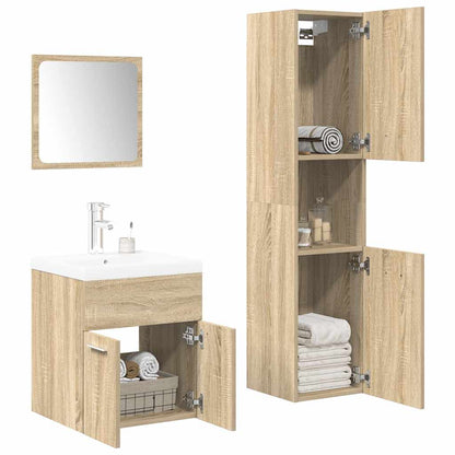 Set Mobili da Bagno 4 pz Rovere Sonoma in Legno Multistrato | homemem39