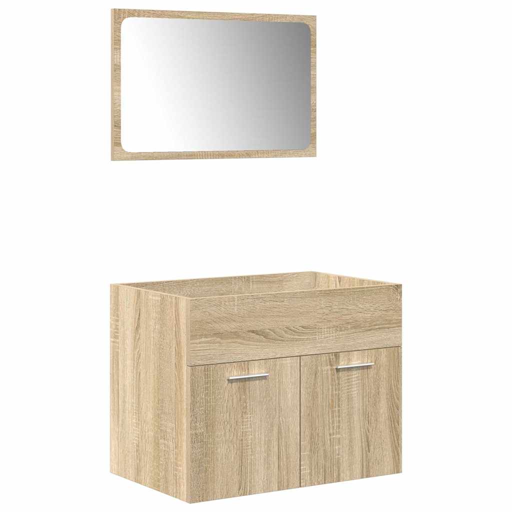 Set Mobili da Bagno 4 pz Rovere Sonoma in Legno Multistrato