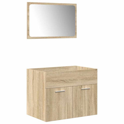 Set Mobili da Bagno 4 pz Rovere Sonoma in Legno Multistrato