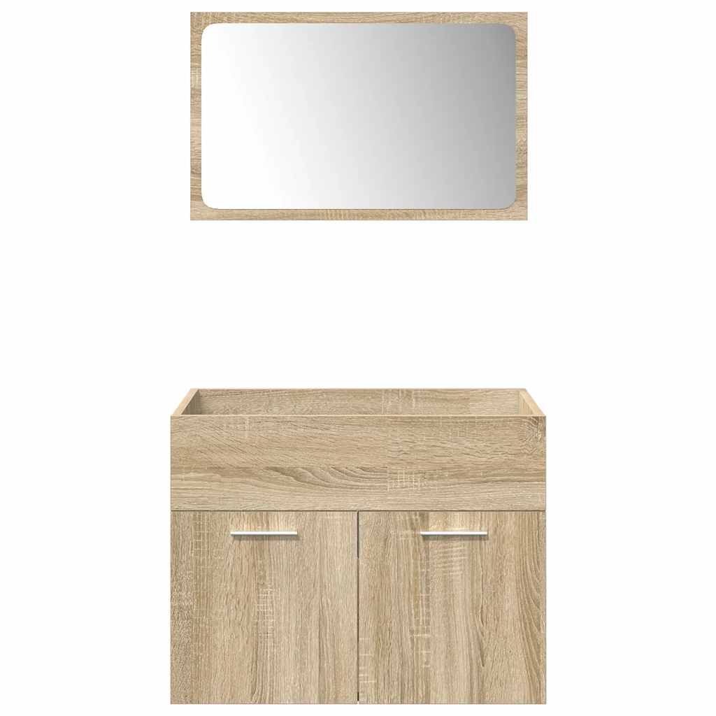 Set Mobili da Bagno 4 pz Rovere Sonoma in Legno Multistrato