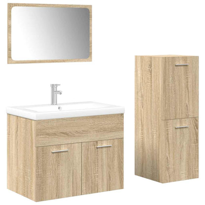 Set Mobili da Bagno 4 pz Rovere Sonoma in Legno Multistrato