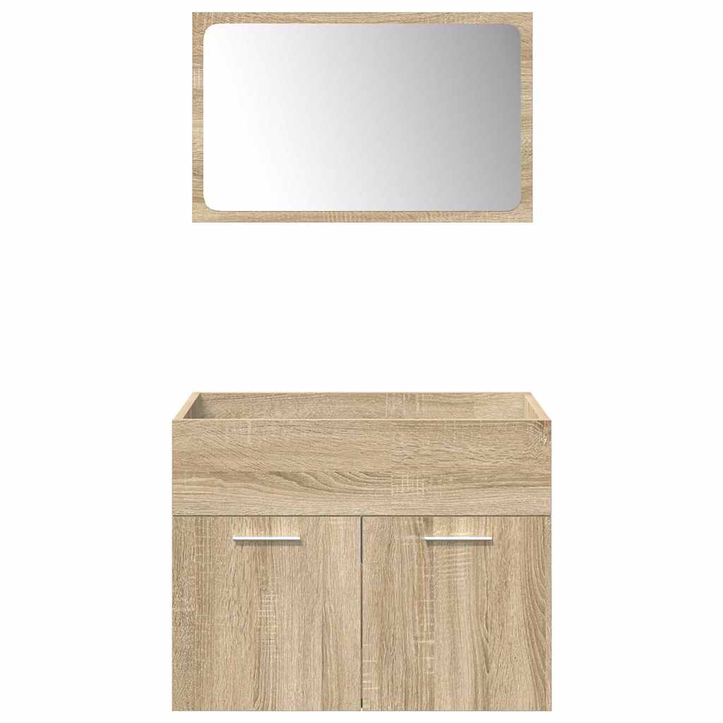 Set Mobili da Bagno 4 pz Rovere Sonoma in Legno Multistrato