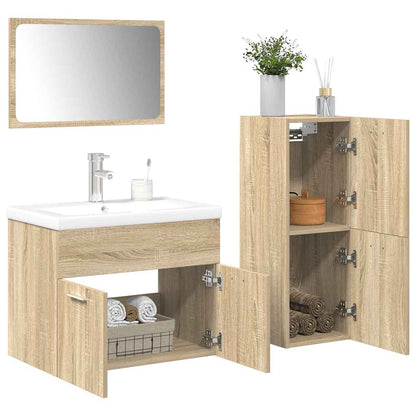 Set Mobili da Bagno 4 pz Rovere Sonoma in Legno Multistrato