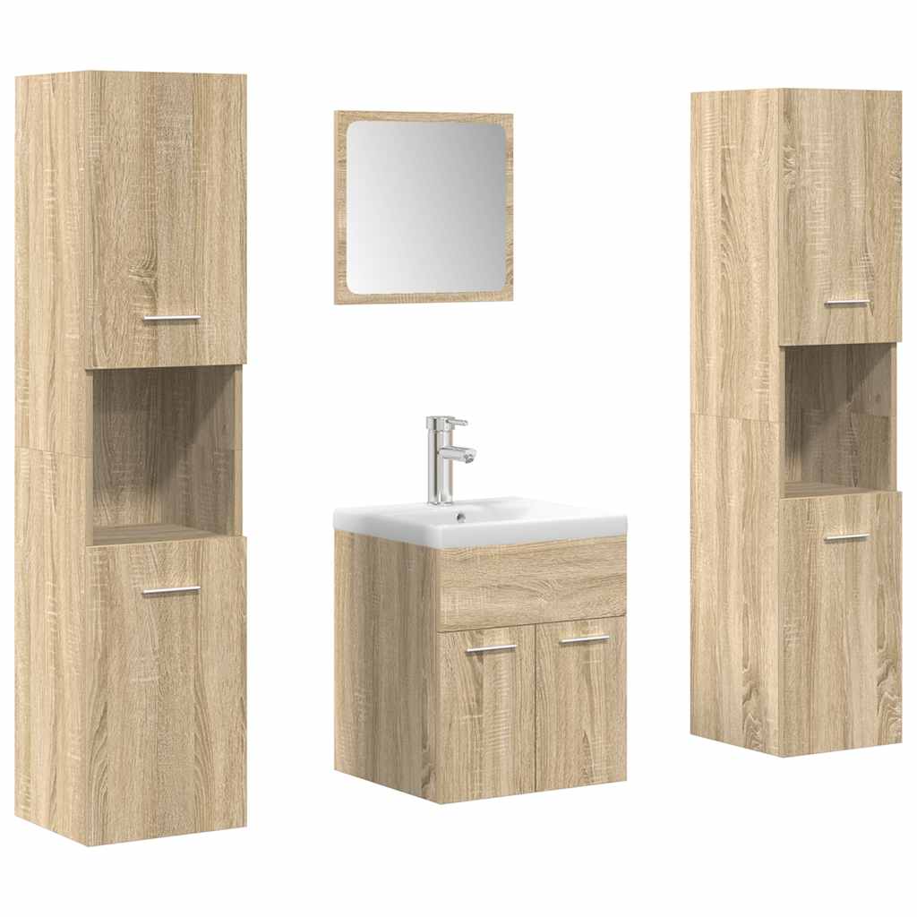 Set Mobili da Bagno 5 pz Rovere Sonoma in Legno Multistrato | homemem39