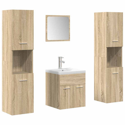 Set Mobili da Bagno 5 pz Rovere Sonoma in Legno Multistrato | homemem39