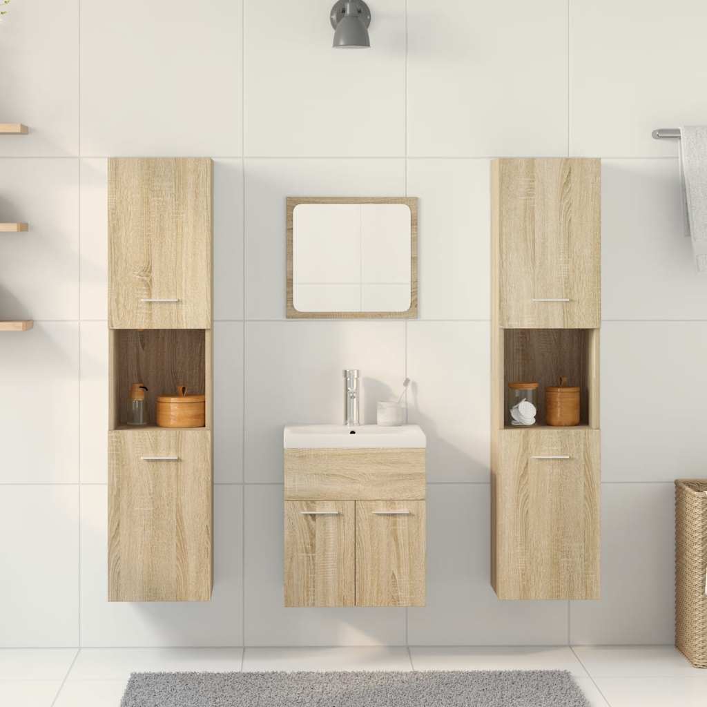 Set Mobili da Bagno 5 pz Rovere Sonoma in Legno Multistrato | homemem39