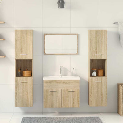Set Mobili da Bagno 5 pz Rovere Sonoma in Legno Multistrato