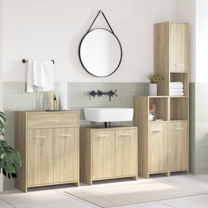 Set Mobili da Bagno 4 pz Rovere Sonoma in Legno Multistrato | homemem39