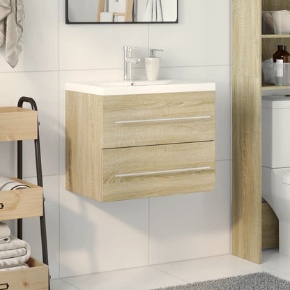 Set Mobili da Bagno 2 pz Rovere Sonoma in Legno Multistrato