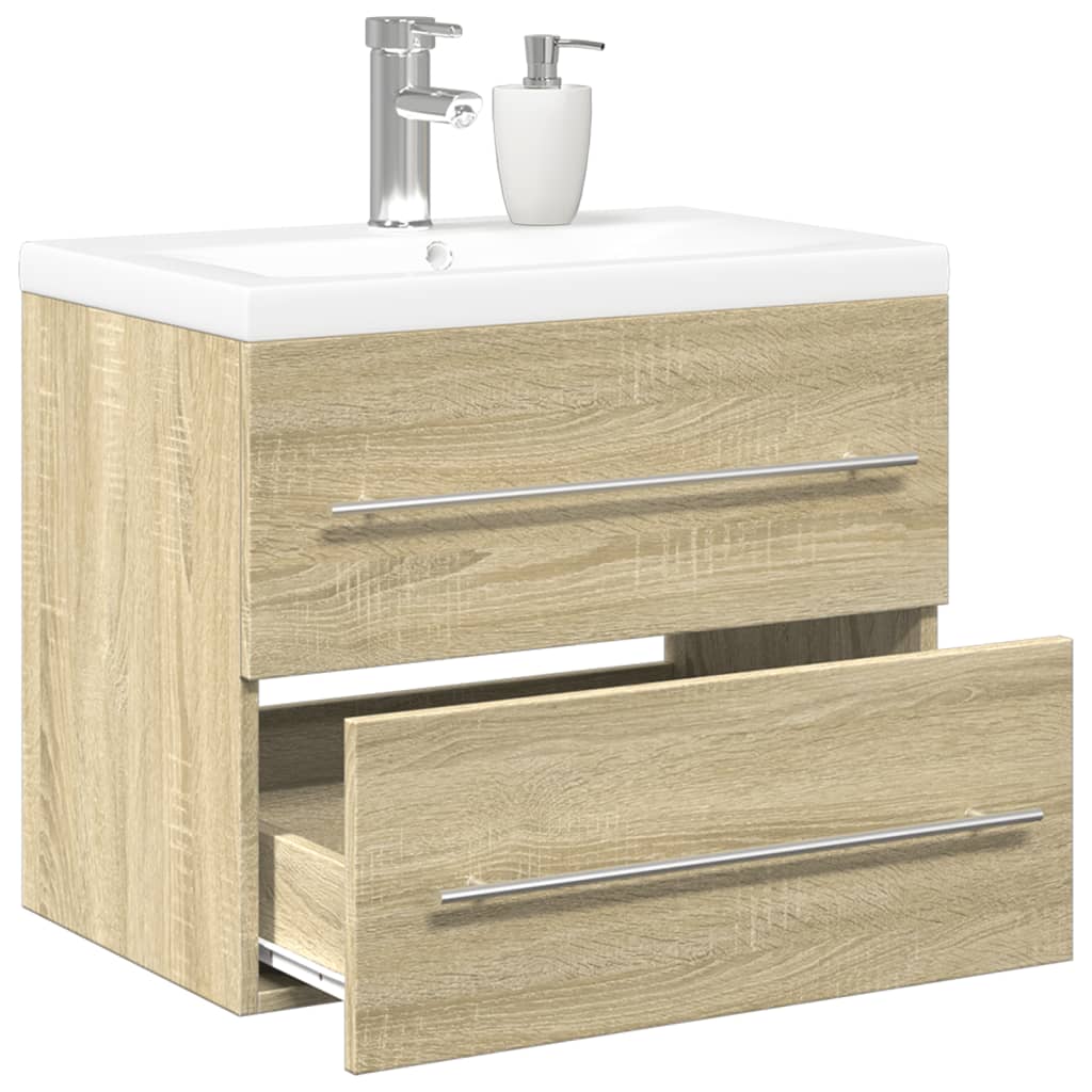 Set Mobili da Bagno 2 pz Rovere Sonoma in Legno Multistrato