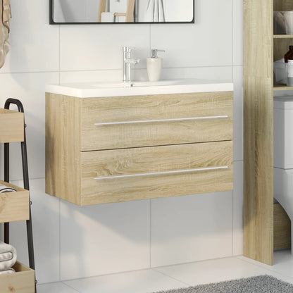 Set Mobili da Bagno 2 pz Rovere Sonoma in Legno Multistrato