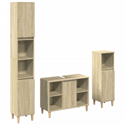 Set Mobili da Bagno 3 pz Rovere Sonoma in Legno Multistrato | homemem39