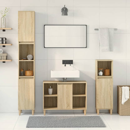 Set Mobili da Bagno 3 pz Rovere Sonoma in Legno Multistrato | homemem39