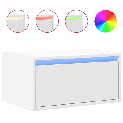 Comodino a Parete con Luci LED Bianco - homemem39
