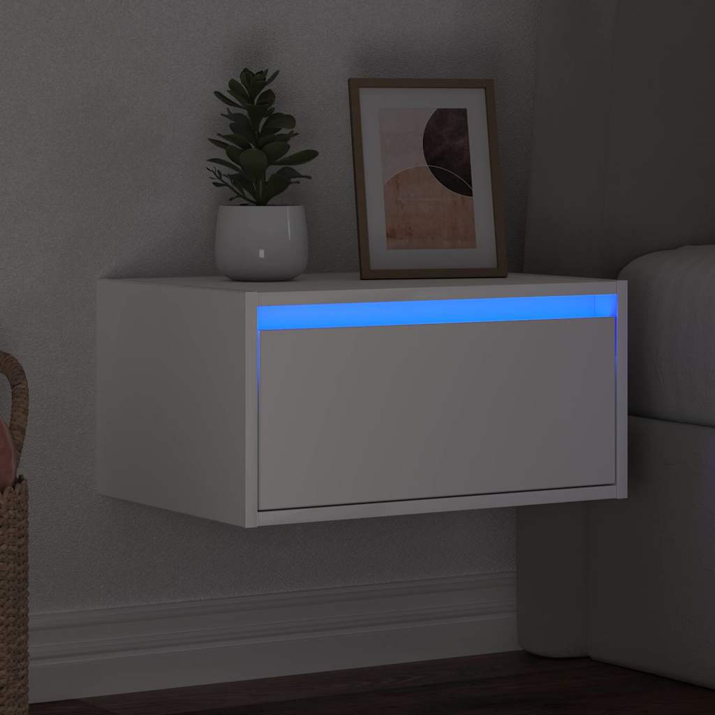 Comodino a Parete con Luci LED Bianco - homemem39