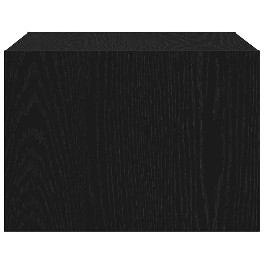 Comodino a Parete con Luci LED Rovere Nero - homemem39