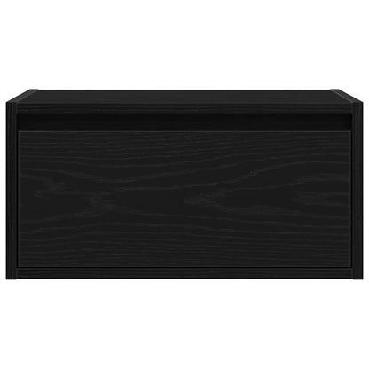 Comodini a Parete con Luci LED 2 pz Rovere Neri - homemem39