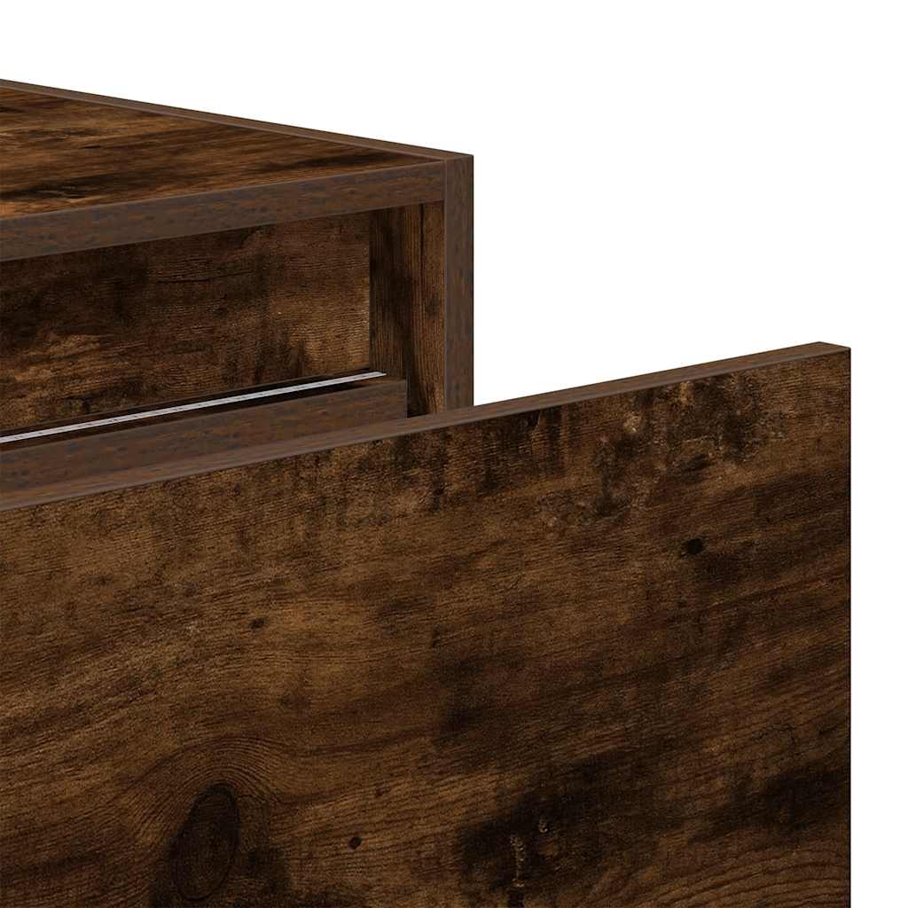 Comodini a Parete con luci LED 2 pz Rovere Fumo - homemem39