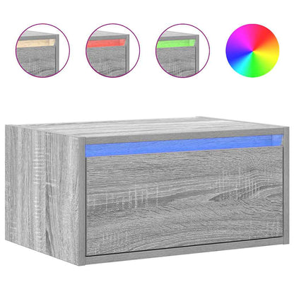 Comodino a Parete con luci LED Grigio Sonoma - homemem39